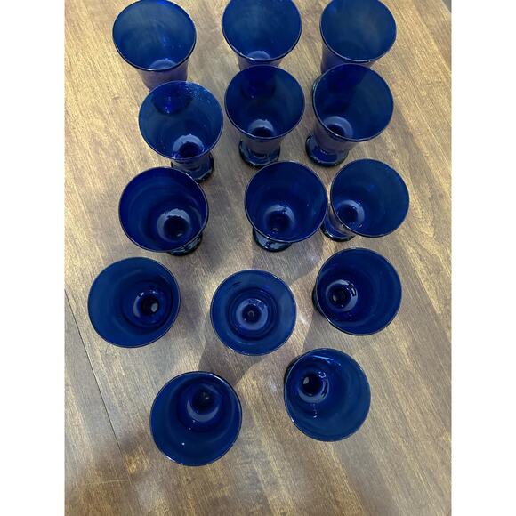 Handblown blue glasses goblets Isreal 15 pieces beautiful - Picture 7 of 11